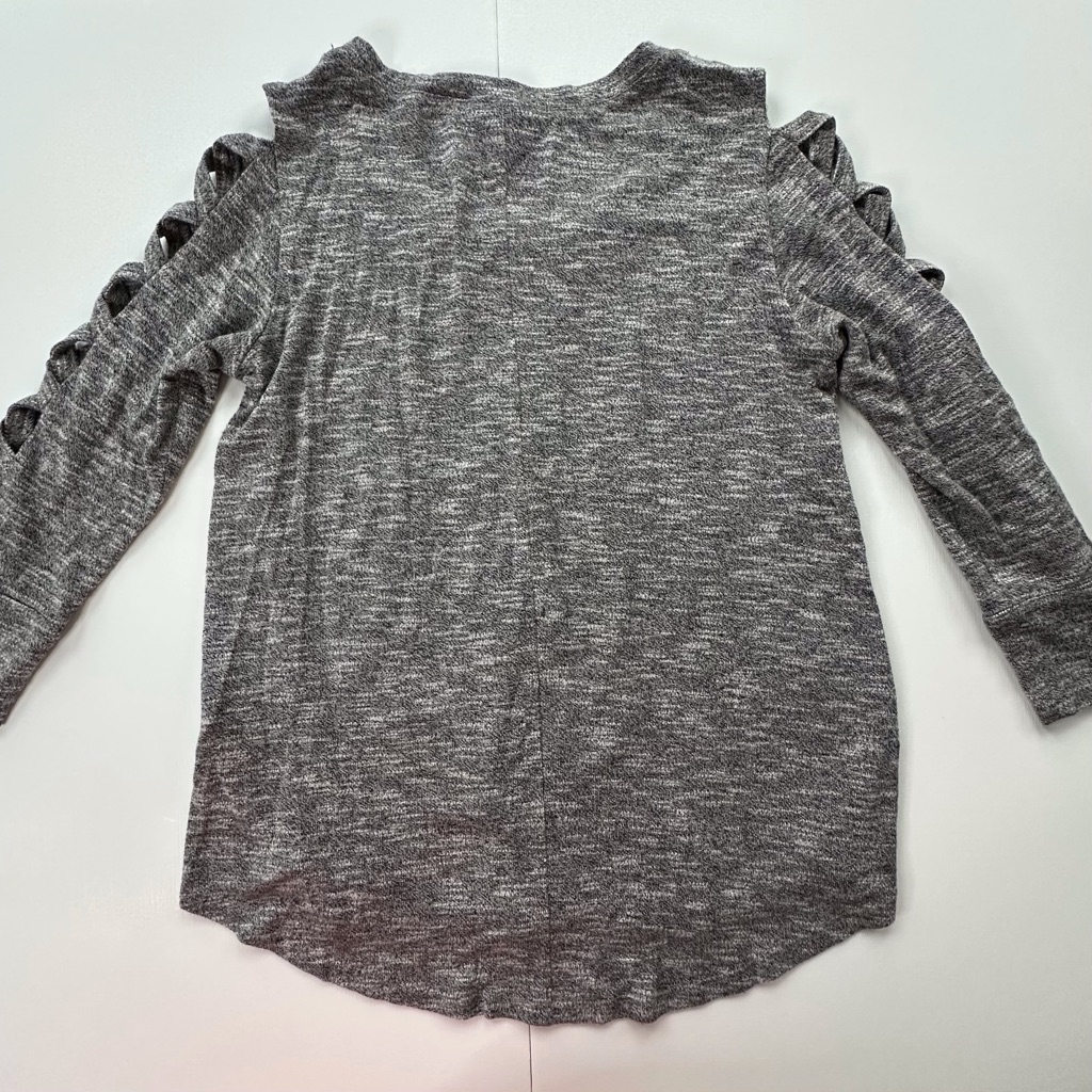 Jennifer Lopez Gray Pullover Sweater Criss Cross Cut-Out Sleeves Women’s Medium — image 7 of 8